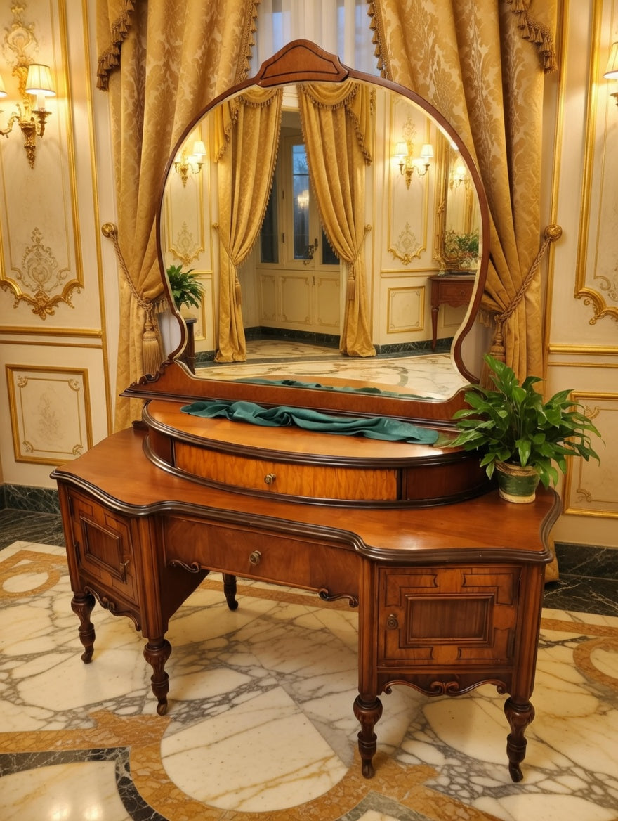 Louis XV Dressing Table with Mirror – Rococo Revival🌿