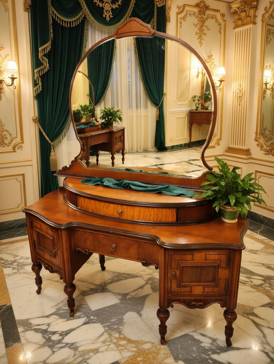 Louis XV Dressing Table with Mirror – Rococo Revival🌿