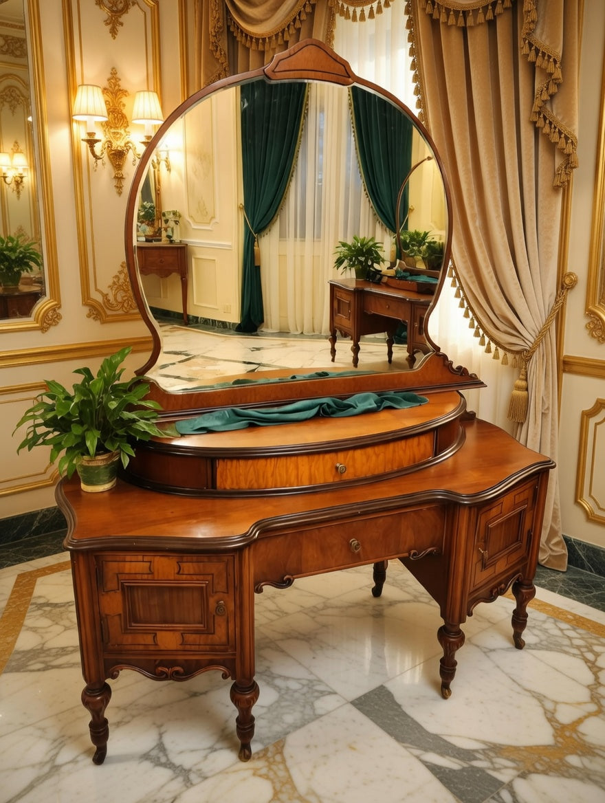 Louis XV Dressing Table with Mirror – Rococo Revival🌿