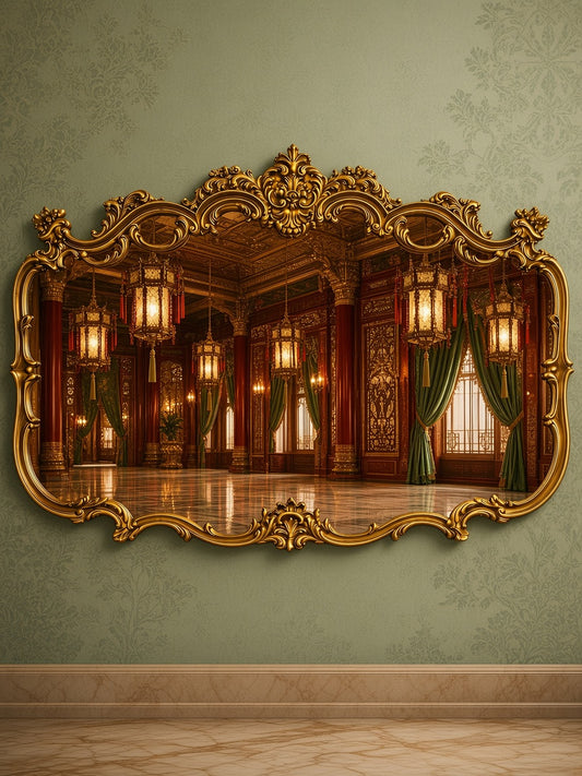Espejo Diseño Esilo Barroco Guildan Mirror en Hoja de Oro🪞🏛️🌿