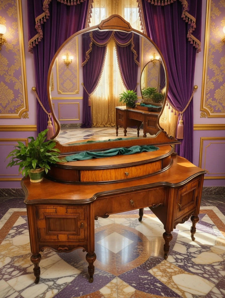 Louis XV Dressing Table with Mirror – Rococo Revival🌿